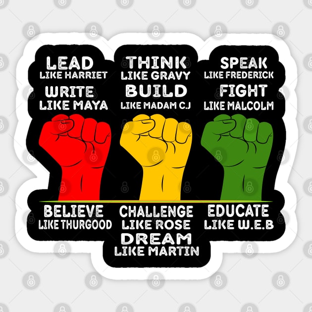 Black Leaders Power Fist Hand Black History Month Sticker by John green